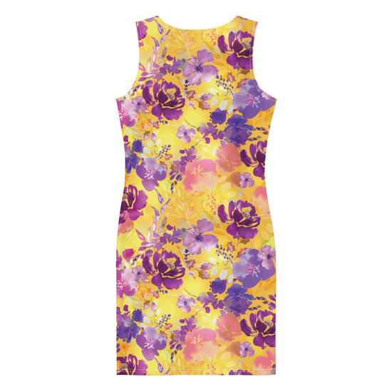 Maadish | Yellow & Purple Floral Fitted Dress