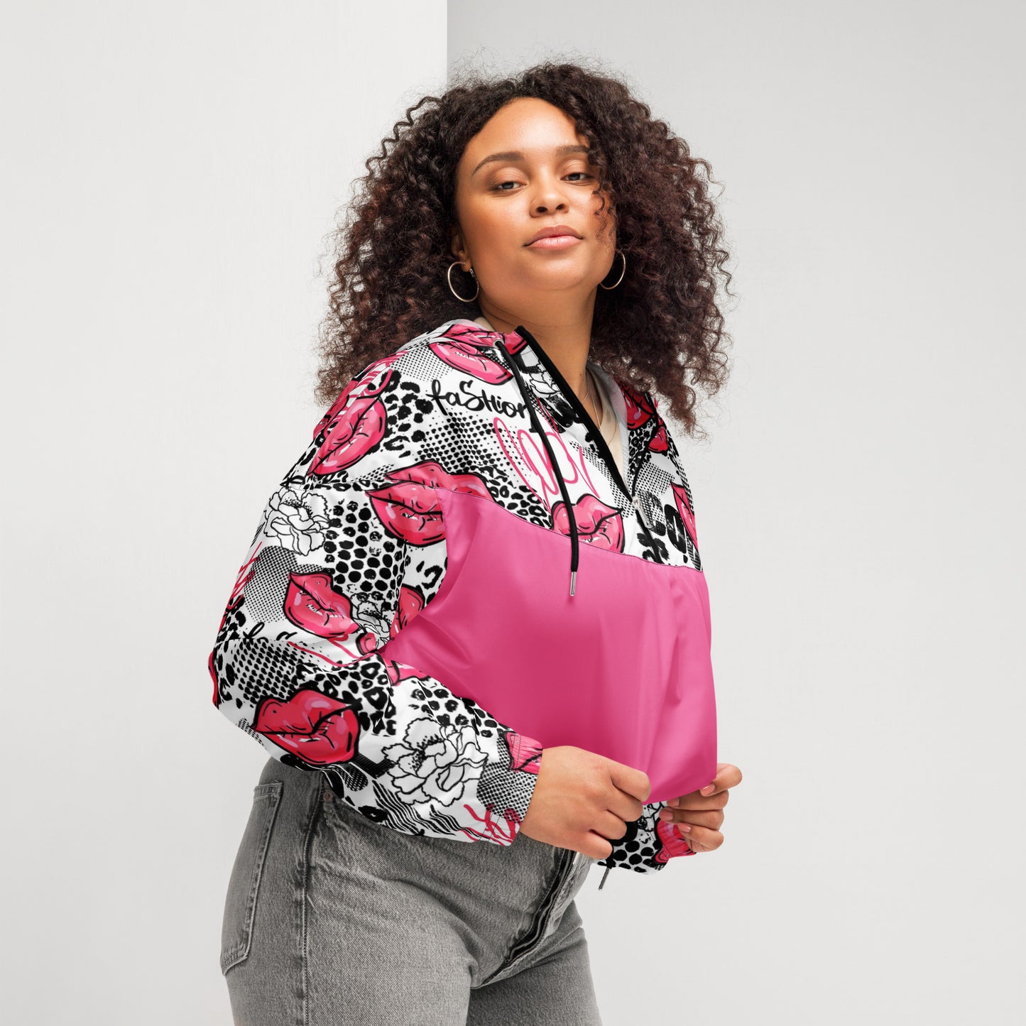 Maadish | Women’s Lips Pink cropped windbreaker