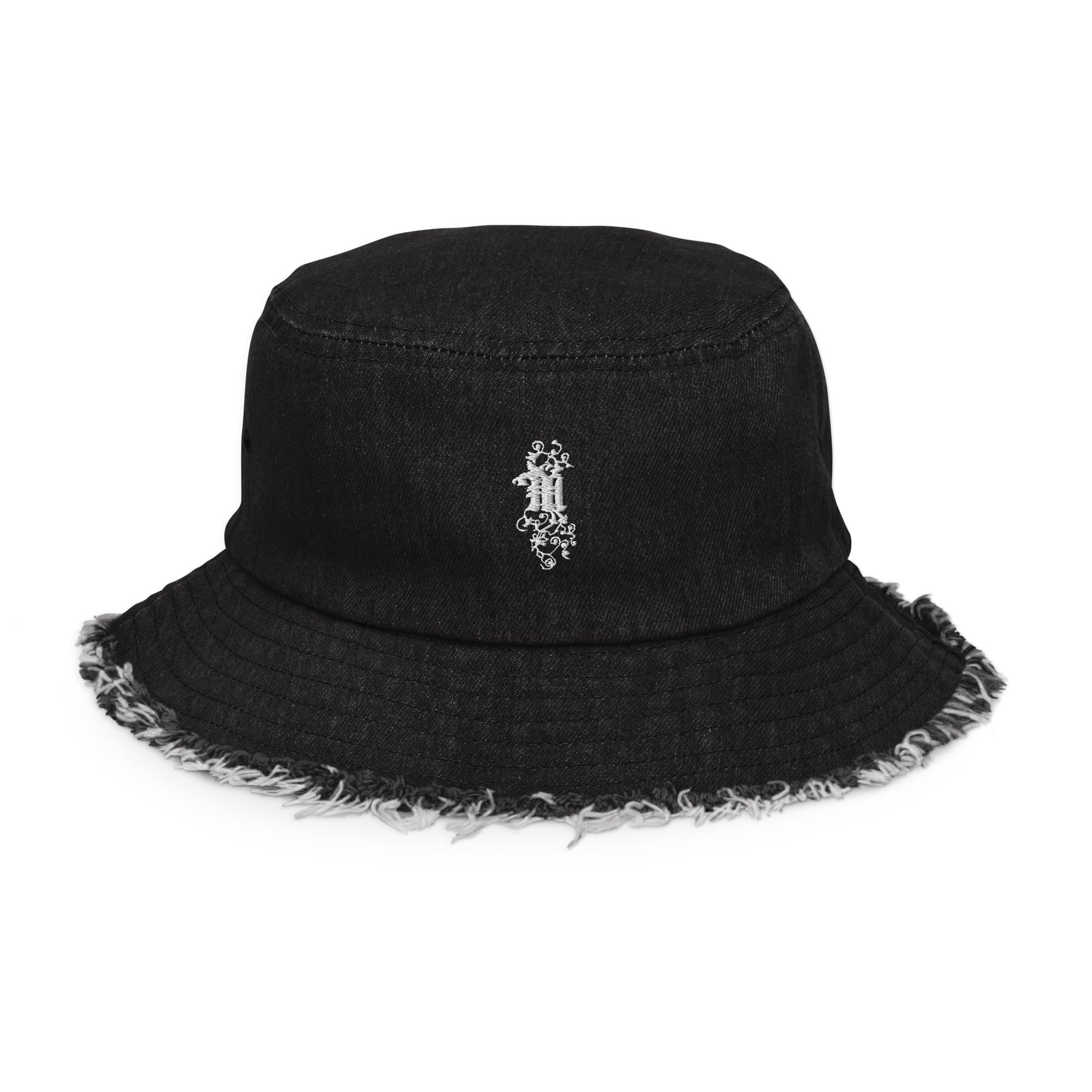 Black Stretch Denim Reversible Bucket Hat of Retro Old School 